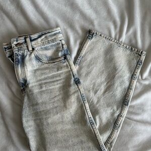Sezane Light Wash High Waisted Wide Legged Jeans